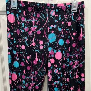 SissyCos pink and blue paint splattered large long woman leggings soft like new